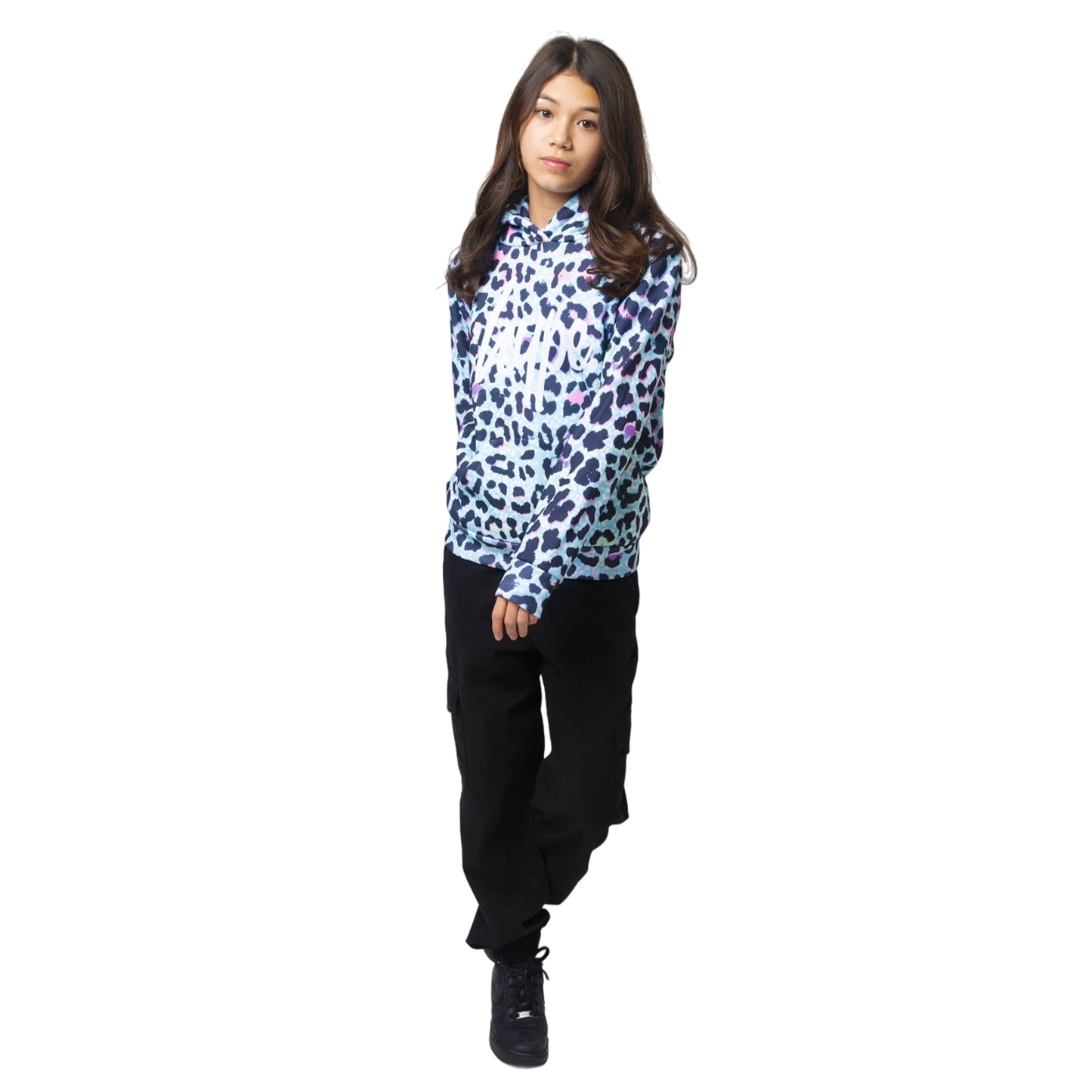 Multicoloured - Side - Hype Girls Leopard Print Hoodie