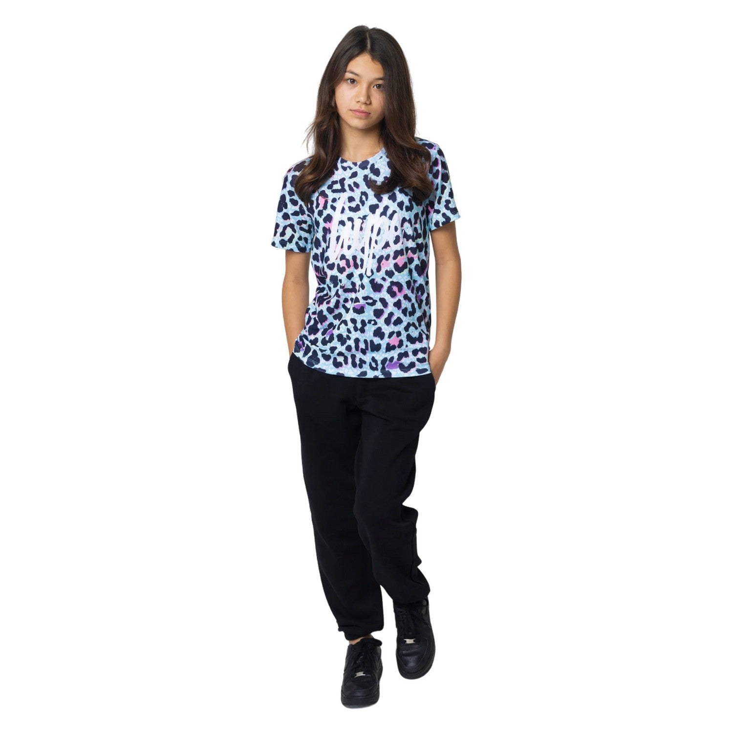 Multicoloured - Side - Hype Girls Ice Leopard T-Shirt