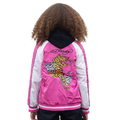 Pink - Back - Hype Girls Tiger Ed Hardy Jacket