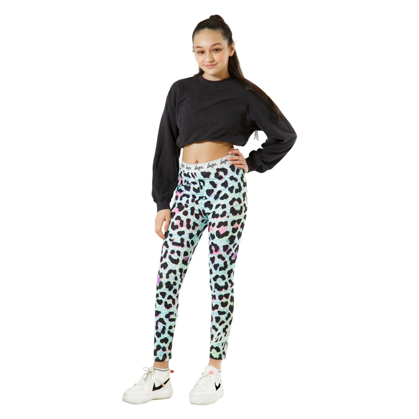 Multicoloured - Side - Hype Girls Leopard Print Leggings