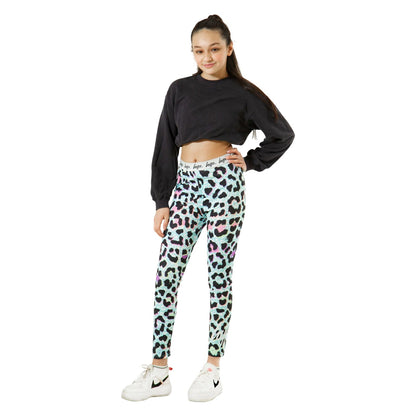 Multicoloured - Side - Hype Girls Leopard Print Leggings
