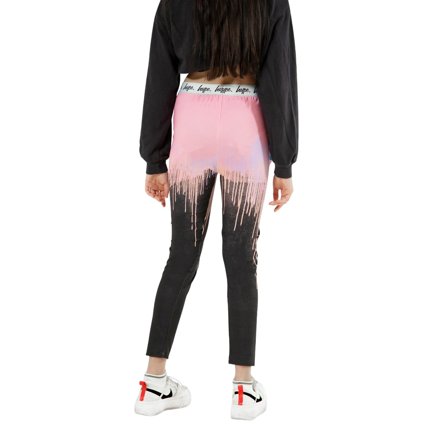 Multicoloured - Back - Hype Girls Dark Pastel Drips Leggings