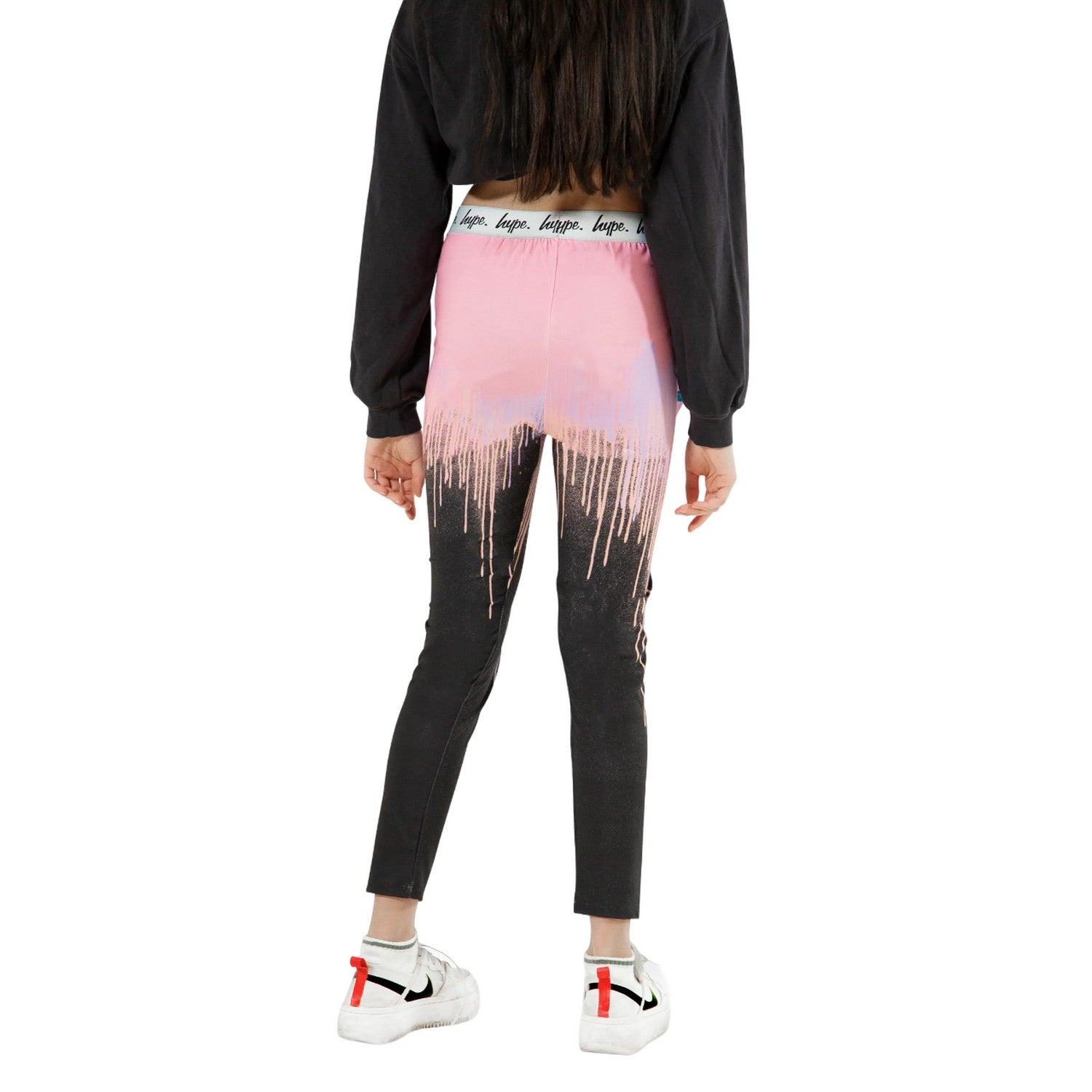 Multicoloured - Back - Hype Girls Dark Pastel Drips Leggings