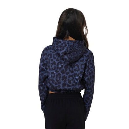 Blue-Black - Back - Hype Girls Leopard Print Crop Hoodie