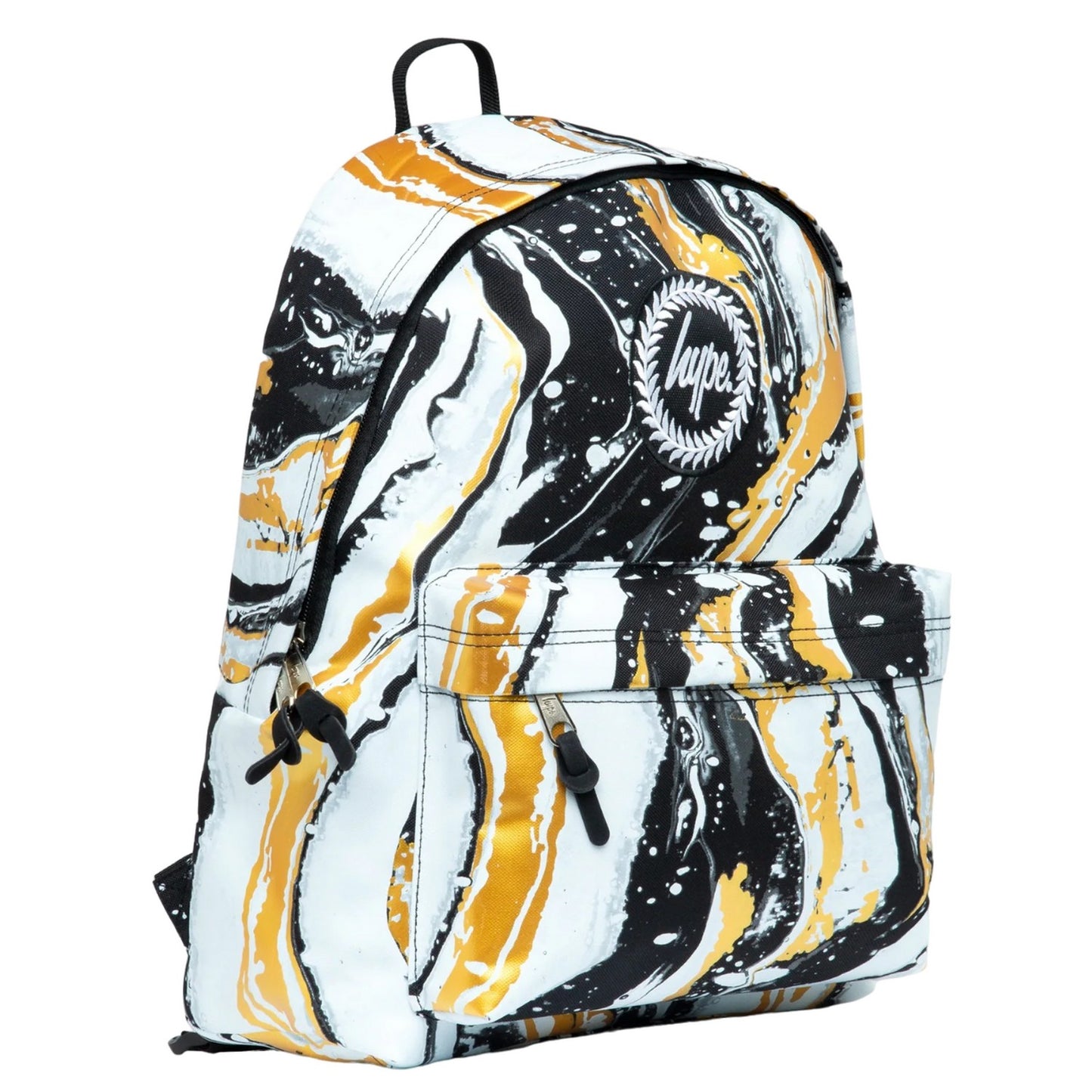 Black-White-Liquid Gold - Side - Hype Crest Backpack