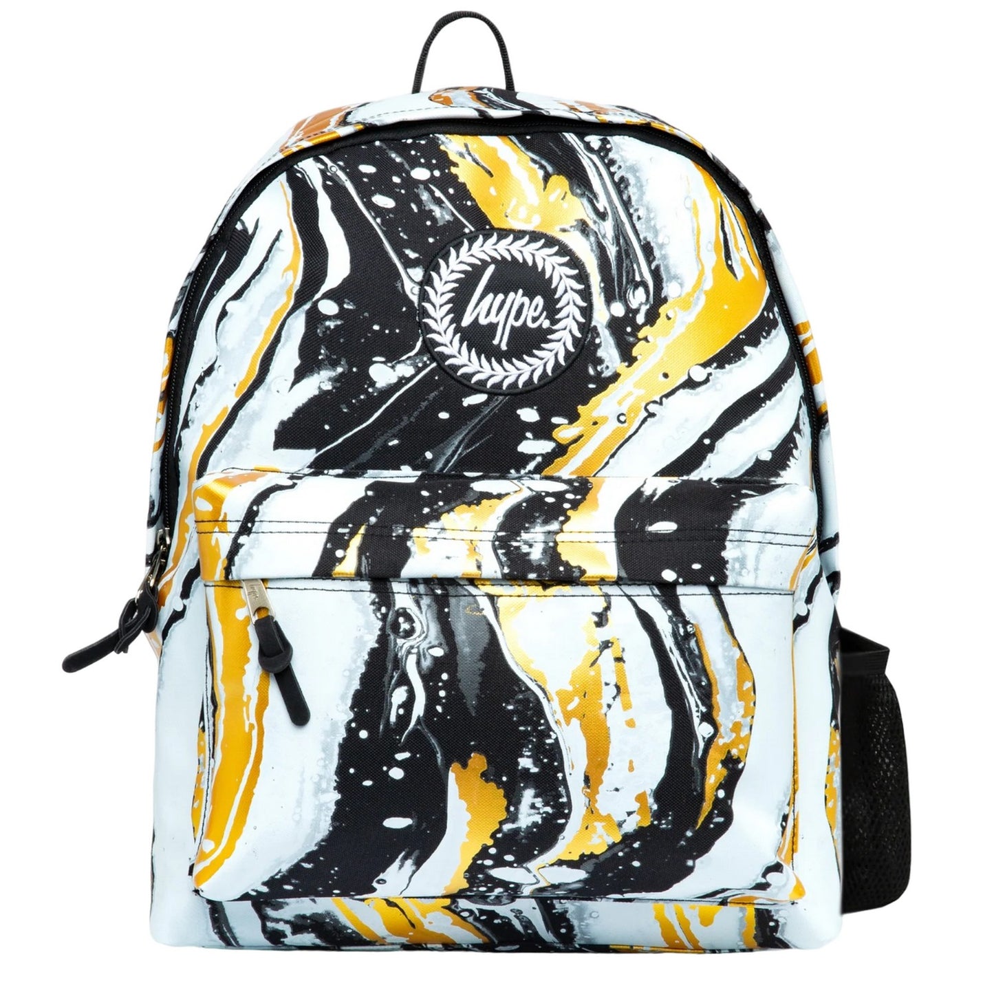 Black-White-Liquid Gold - Front - Hype Crest Backpack