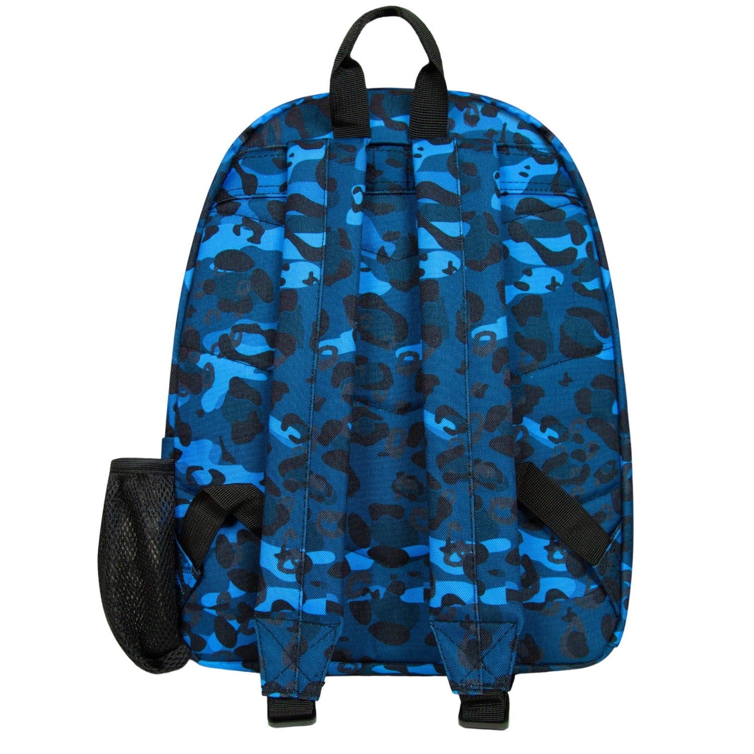 Blue-Black - Back - Hype Childrens-Kids Leopard Camo Backpack