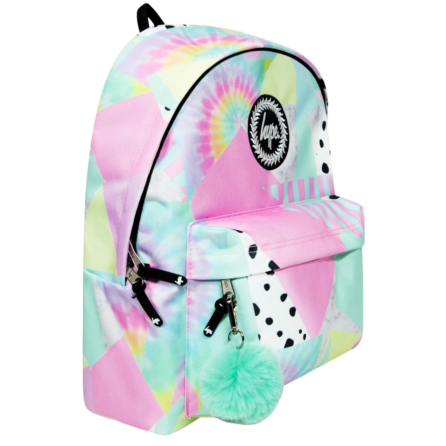 Pink-Multicoloured - Side - Hype Childrens-Kids Pastel Collage Backpack