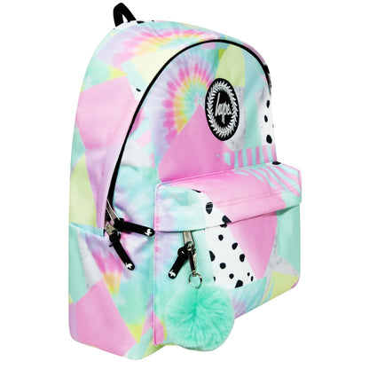 Pink-Multicoloured - Side - Hype Childrens-Kids Pastel Collage Backpack