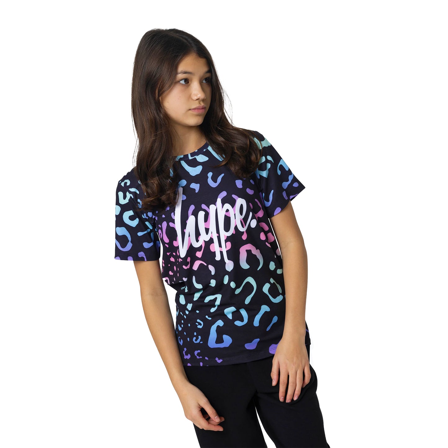 Multicoloured - Side - Hype Girls Gradient Leopard T-Shirt