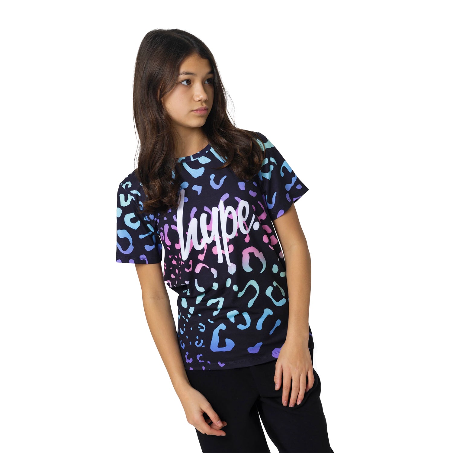 Multicoloured - Side - Hype Girls Gradient Leopard T-Shirt