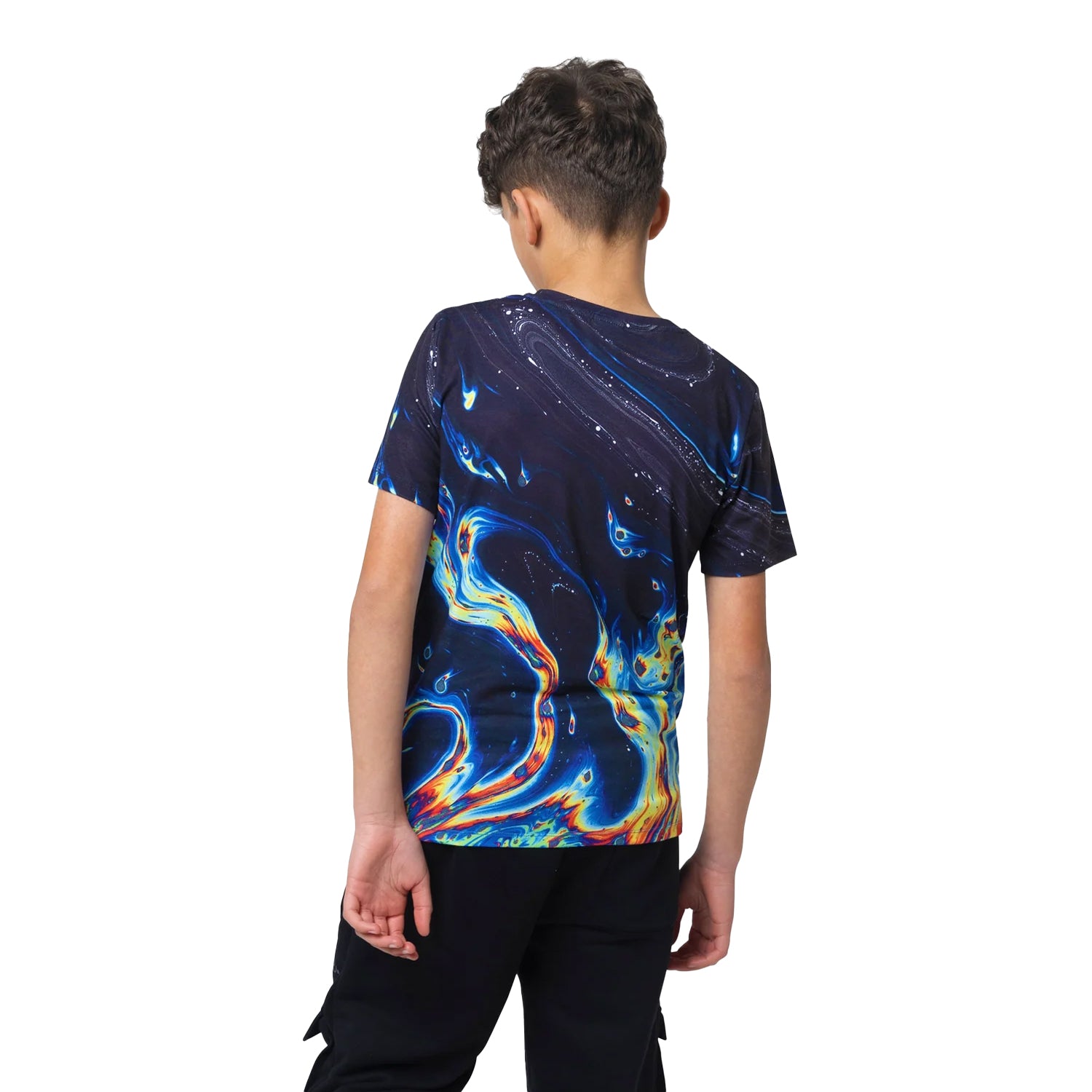 Multicoloured - Back - Hype Boys Rainbow Marble T-Shirt