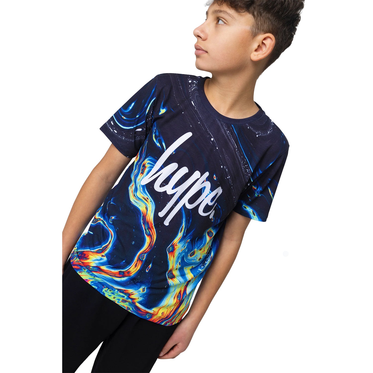 Multicoloured - Side - Hype Boys Rainbow Marble T-Shirt