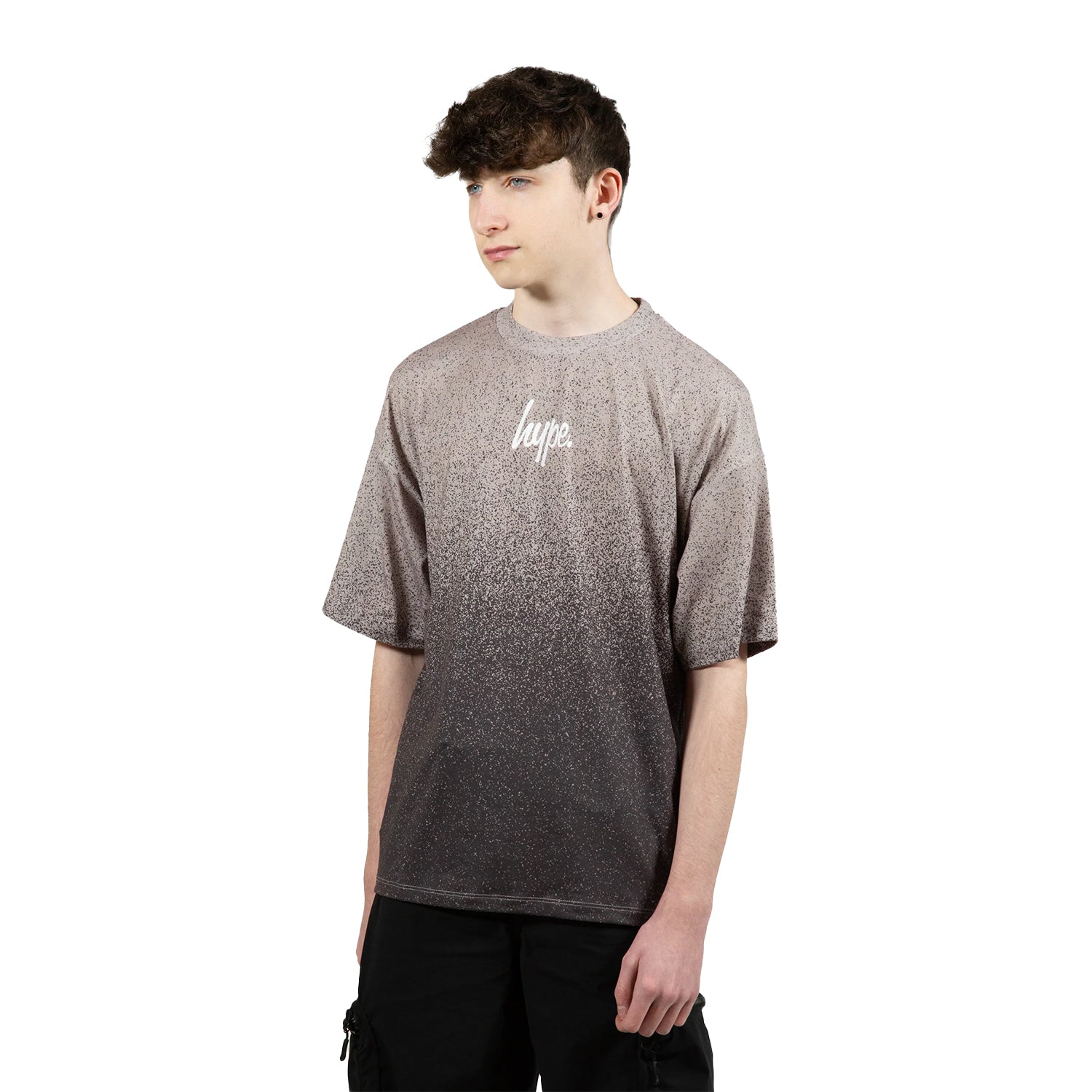 Brown - Front - Hype Boys Speckle Fade Oversized T-Shirt