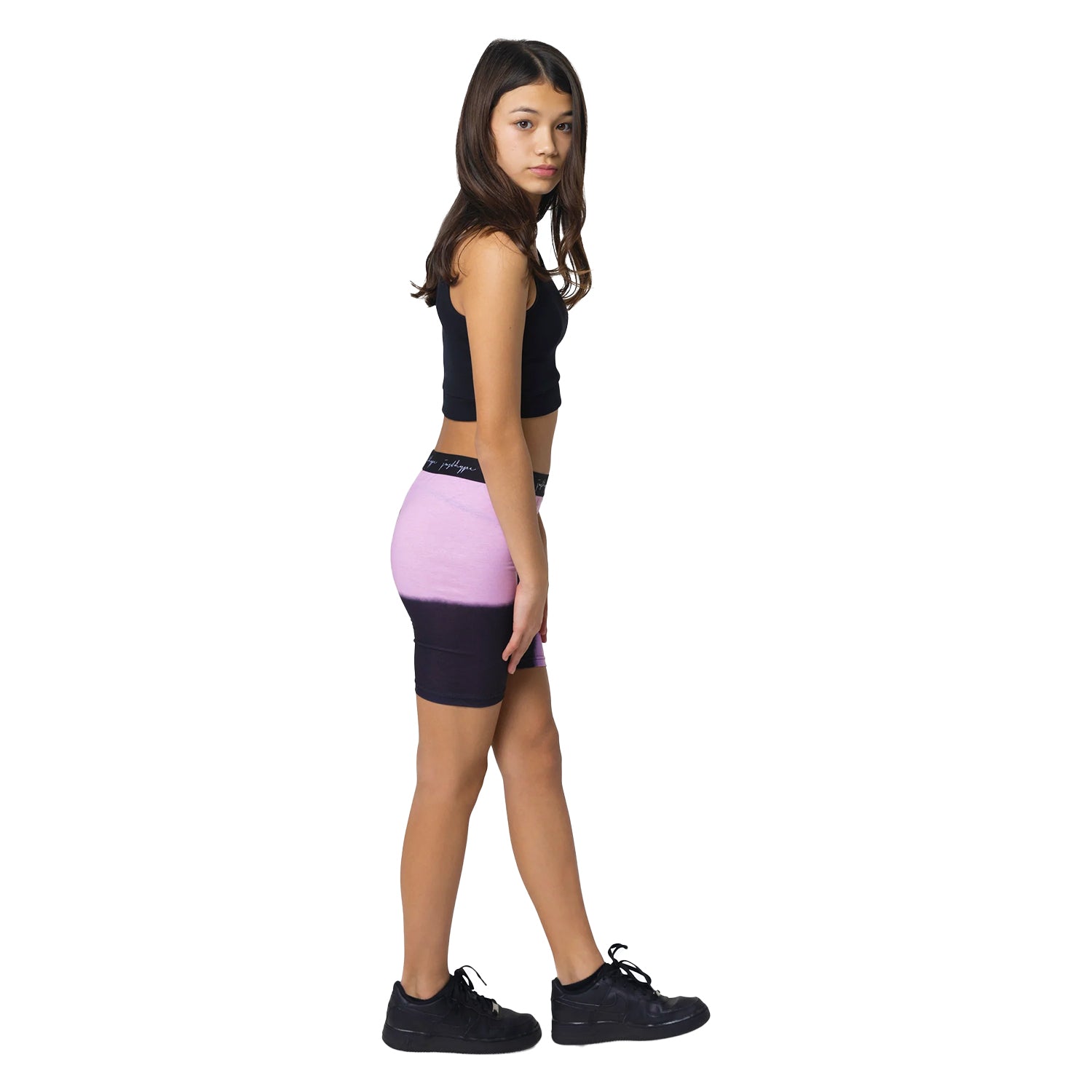 Pink-Black - Side - Hype Girls Spray Fade Cycling Shorts