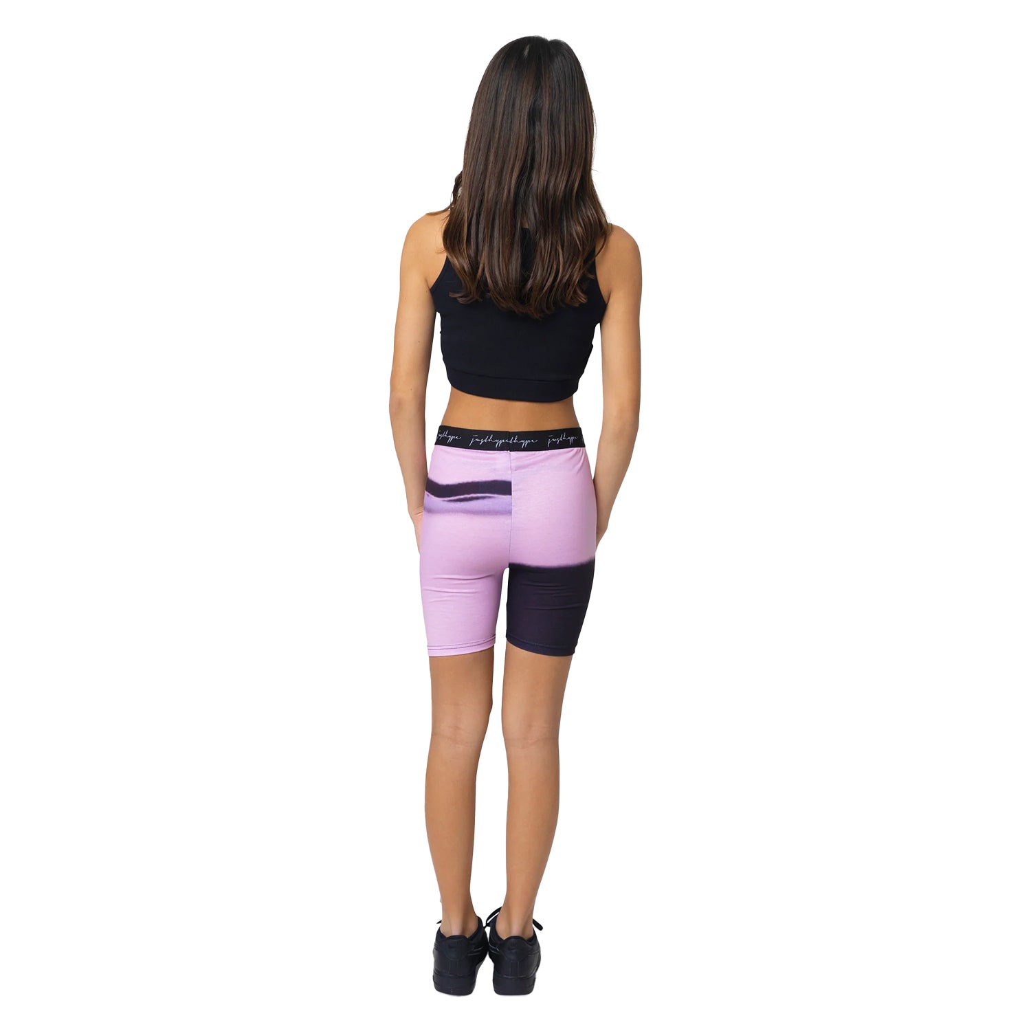 Pink-Black - Pack Shot - Hype Girls Spray Fade Cycling Shorts