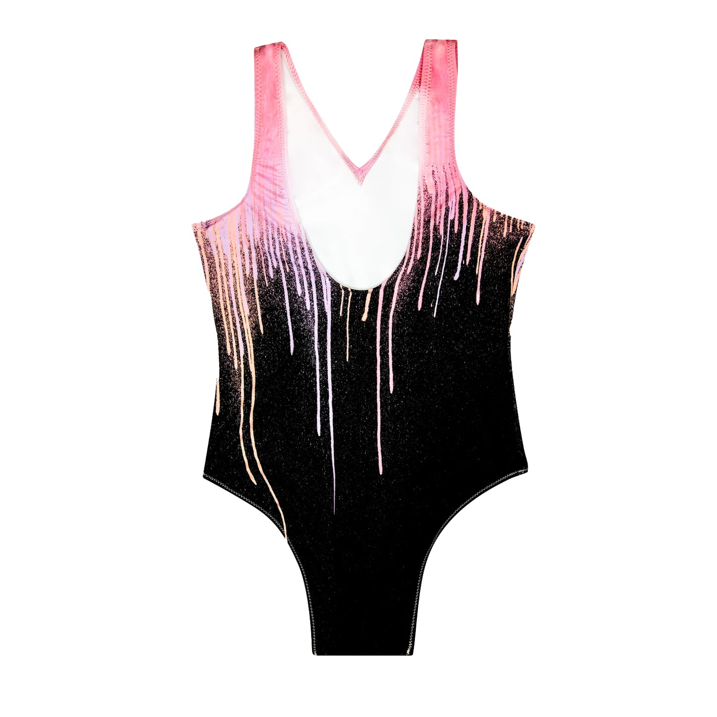 Multicoloured - Back - Hype Girls Dark Pastel Drips One Piece Swimsuit