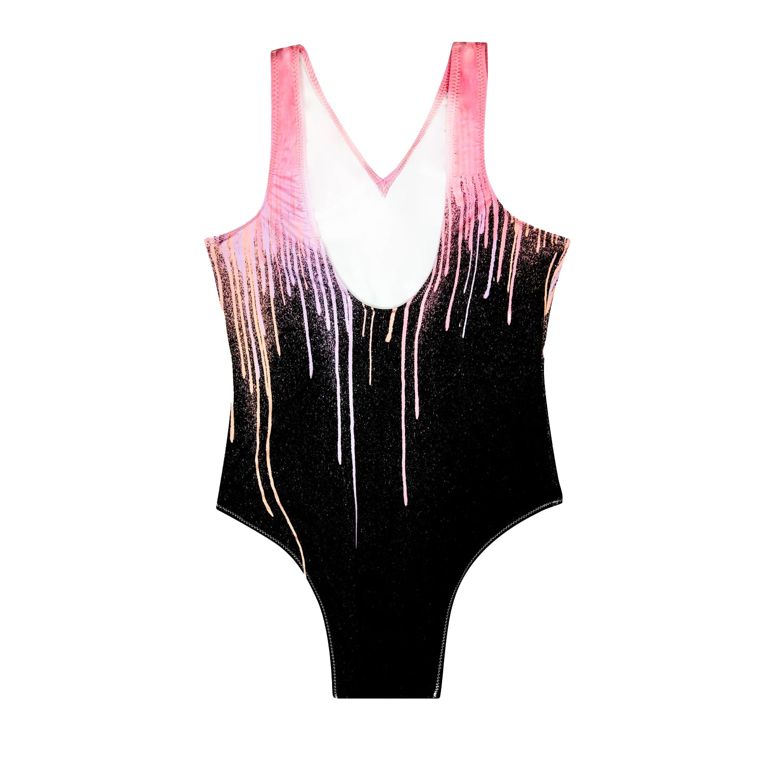 Multicoloured - Back - Hype Girls Dark Pastel Drips One Piece Swimsuit