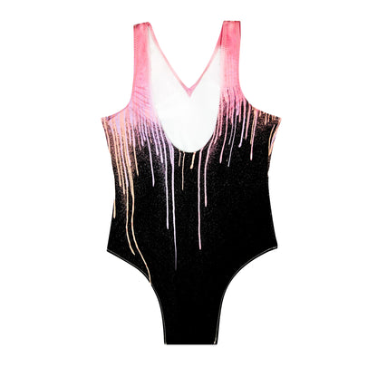 Multicoloured - Back - Hype Girls Dark Pastel Drips One Piece Swimsuit
