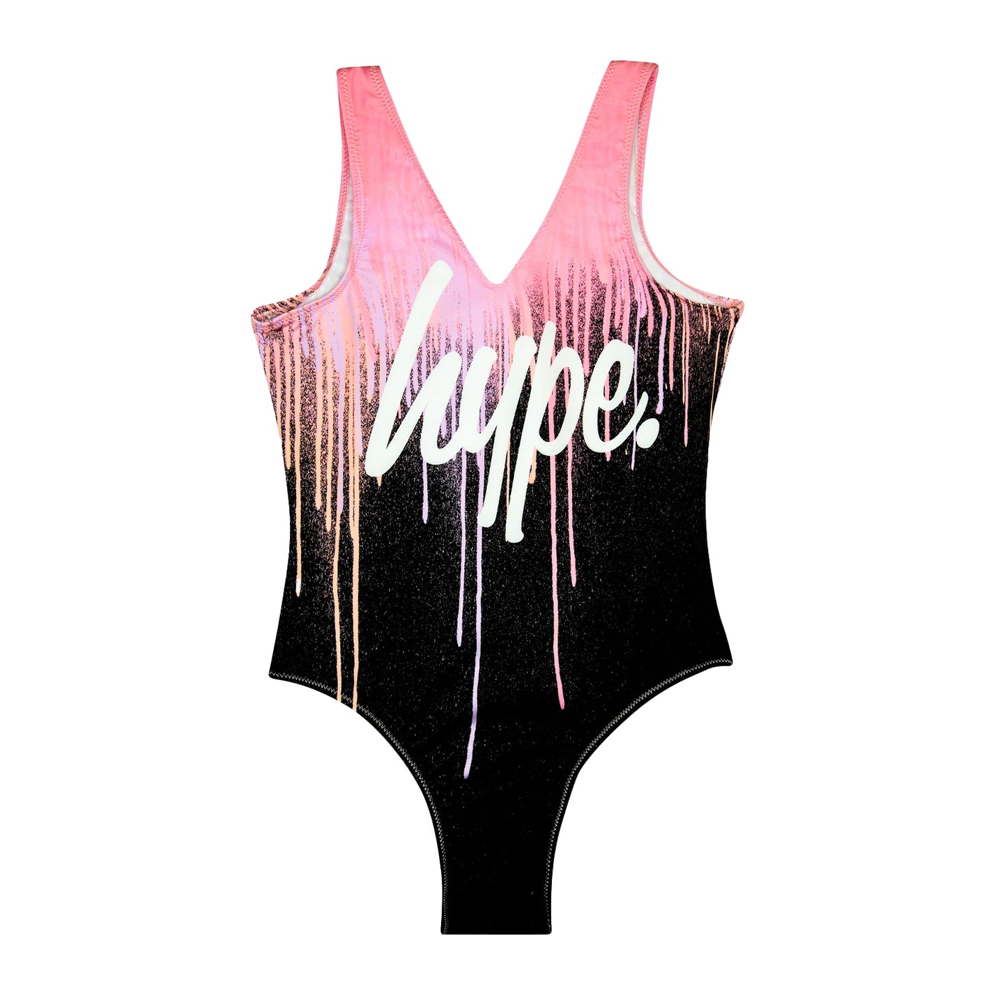 Multicoloured - Front - Hype Girls Dark Pastel Drips One Piece Swimsuit