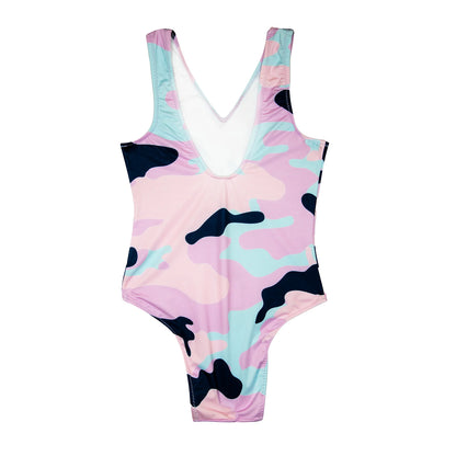 Multicoloured - Back - Hype Girls Evie Camo One Piece Swimsuit