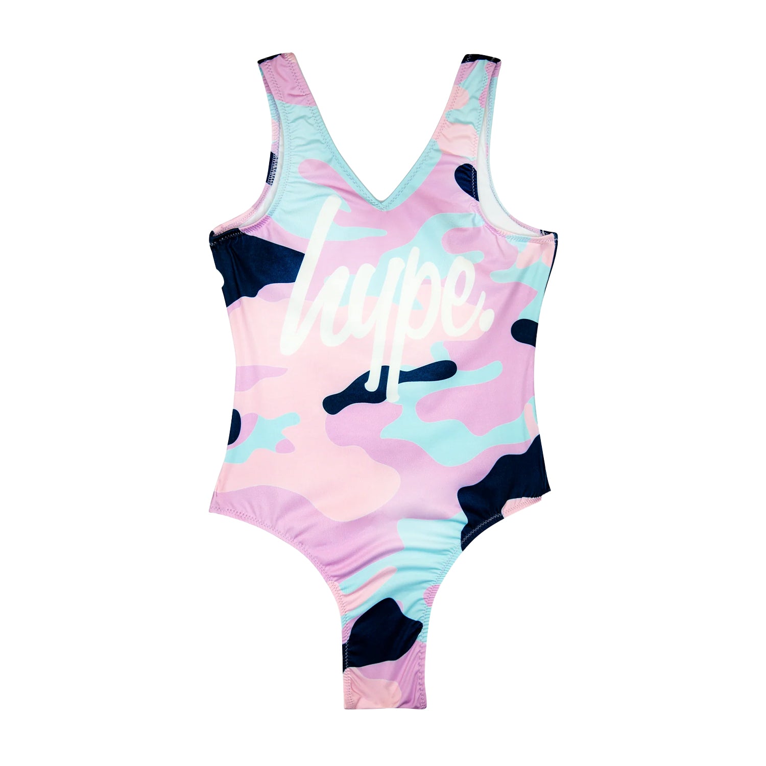 Multicoloured - Front - Hype Girls Evie Camo One Piece Swimsuit