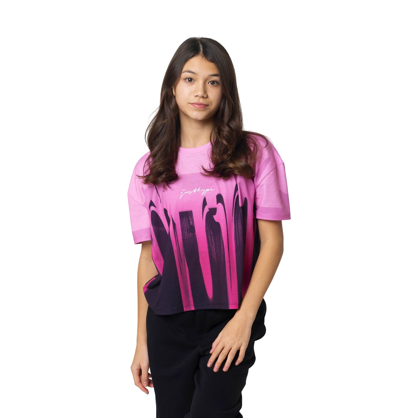Pink - Front - Hype Girls Drips Oversized T-Shirt