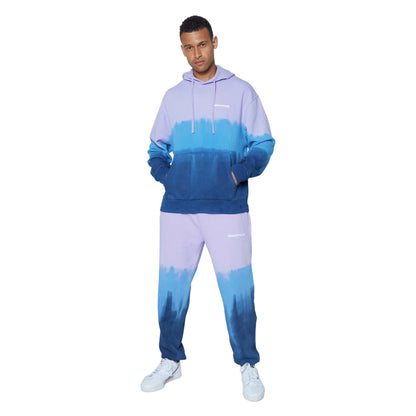 Purple-Blue - Side - Hype Unisex Adult Tie Dye Skater Globe Continu8 Boxy Hoodie