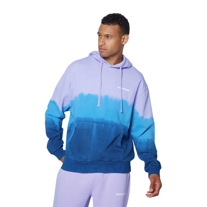 Purple-Blue - Front - Hype Unisex Adult Tie Dye Skater Globe Continu8 Boxy Hoodie