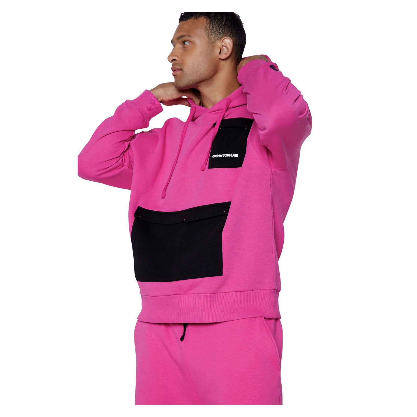 Pink - Front - Hype Unisex Adult Continu8 Contrast Pocket Boxy Hoodie