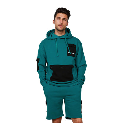 Teal - Front - Hype Unisex Adult Continu8 Contrast Pocket Boxy Hoodie