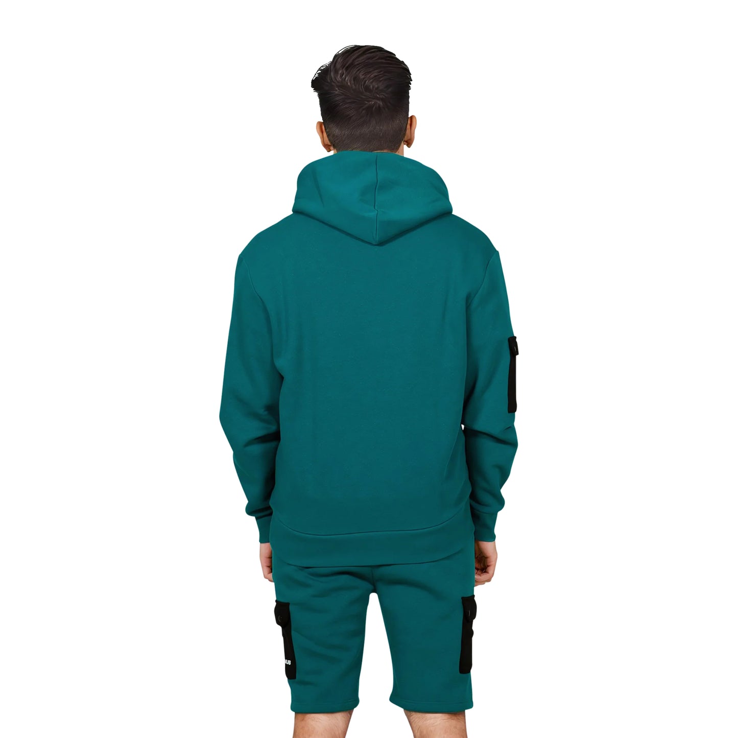 Teal - Back - Hype Unisex Adult Continu8 Contrast Pocket Boxy Hoodie