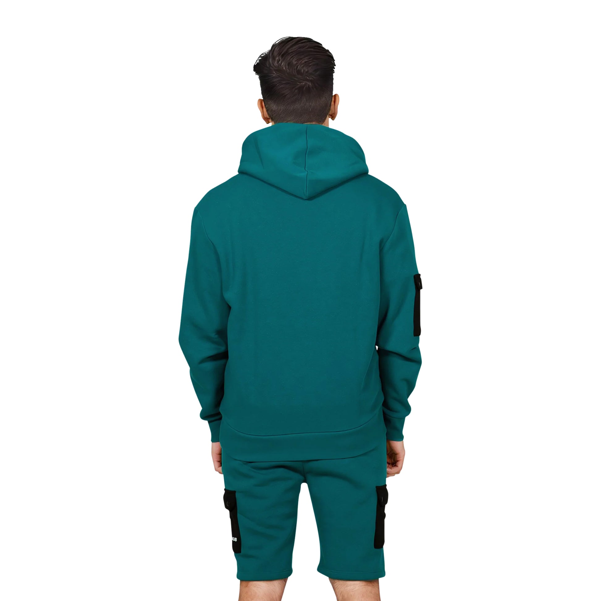 Teal - Back - Hype Unisex Adult Continu8 Contrast Pocket Boxy Hoodie