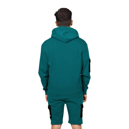 Teal - Back - Hype Unisex Adult Continu8 Contrast Pocket Boxy Hoodie
