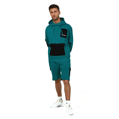 Teal - Side - Hype Unisex Adult Continu8 Contrast Pocket Boxy Hoodie