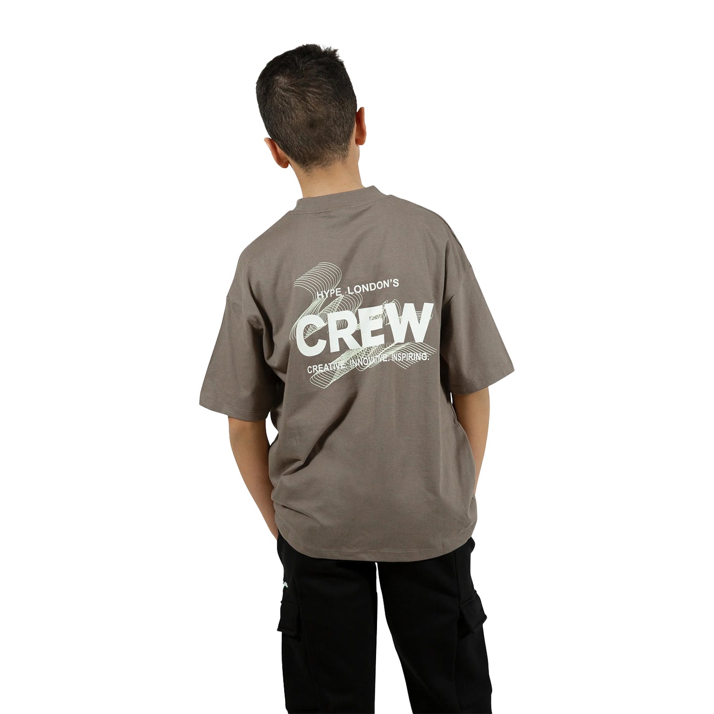 Brown - Back - Hype Boys Crew Oversized T-Shirt