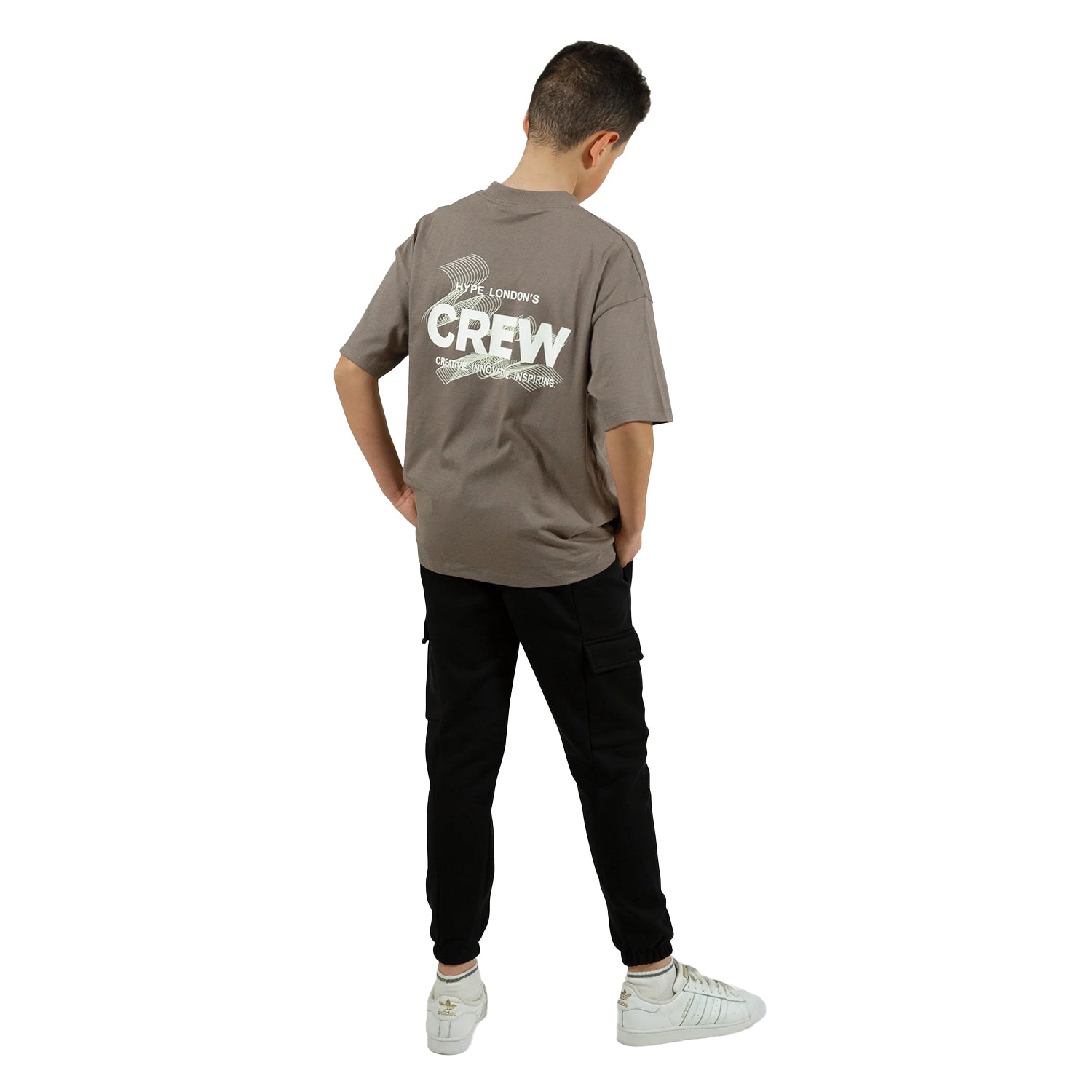 Brown - Pack Shot - Hype Boys Crew Oversized T-Shirt
