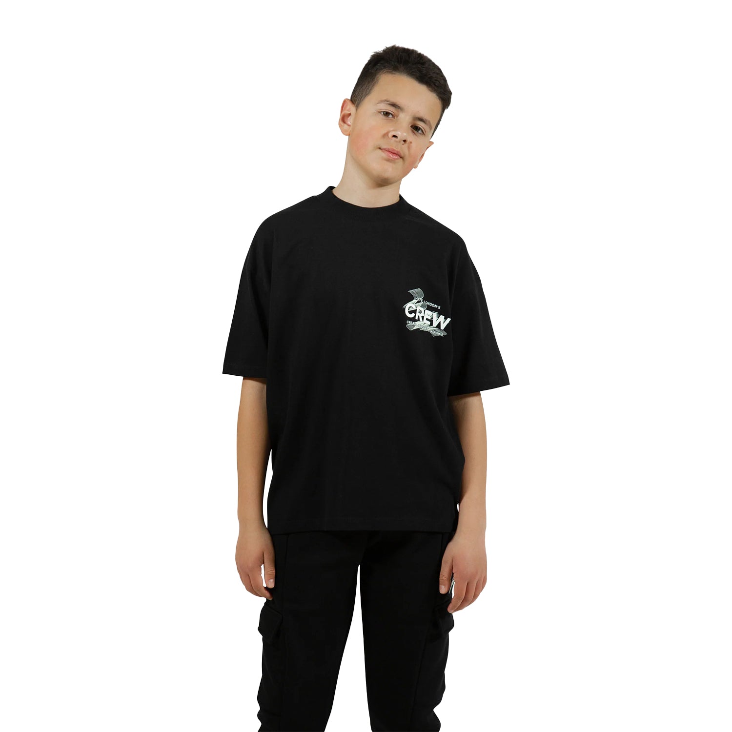 Black - Front - Hype Boys Crew Oversized T-Shirt