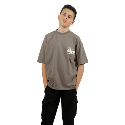 Brown - Front - Hype Boys Crew Oversized T-Shirt