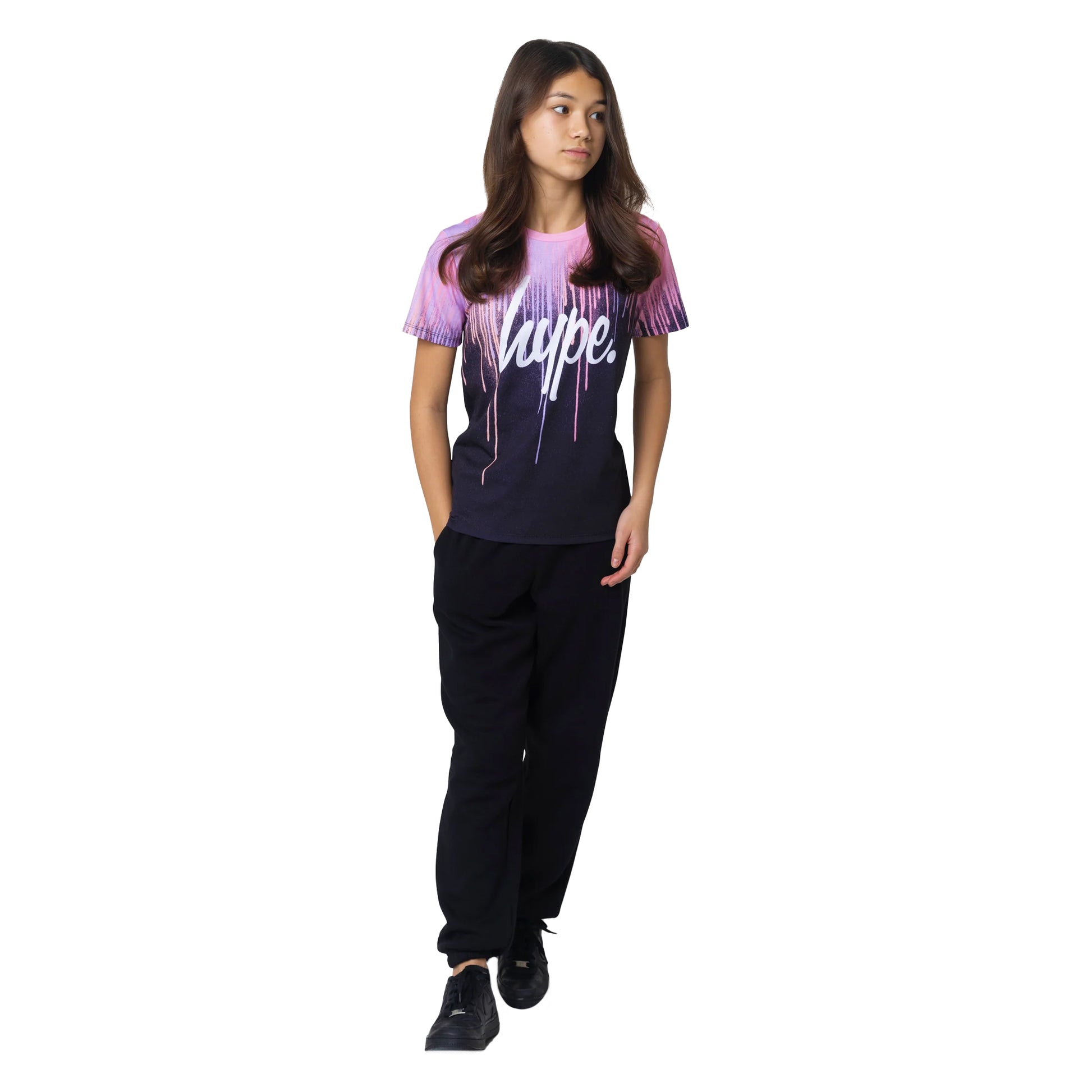Multicoloured - Side - Hype Girls Dark Pastel Drips T-Shirt
