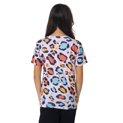 Multicoloured - Back - Hype Girls Star Leopard T-Shirt