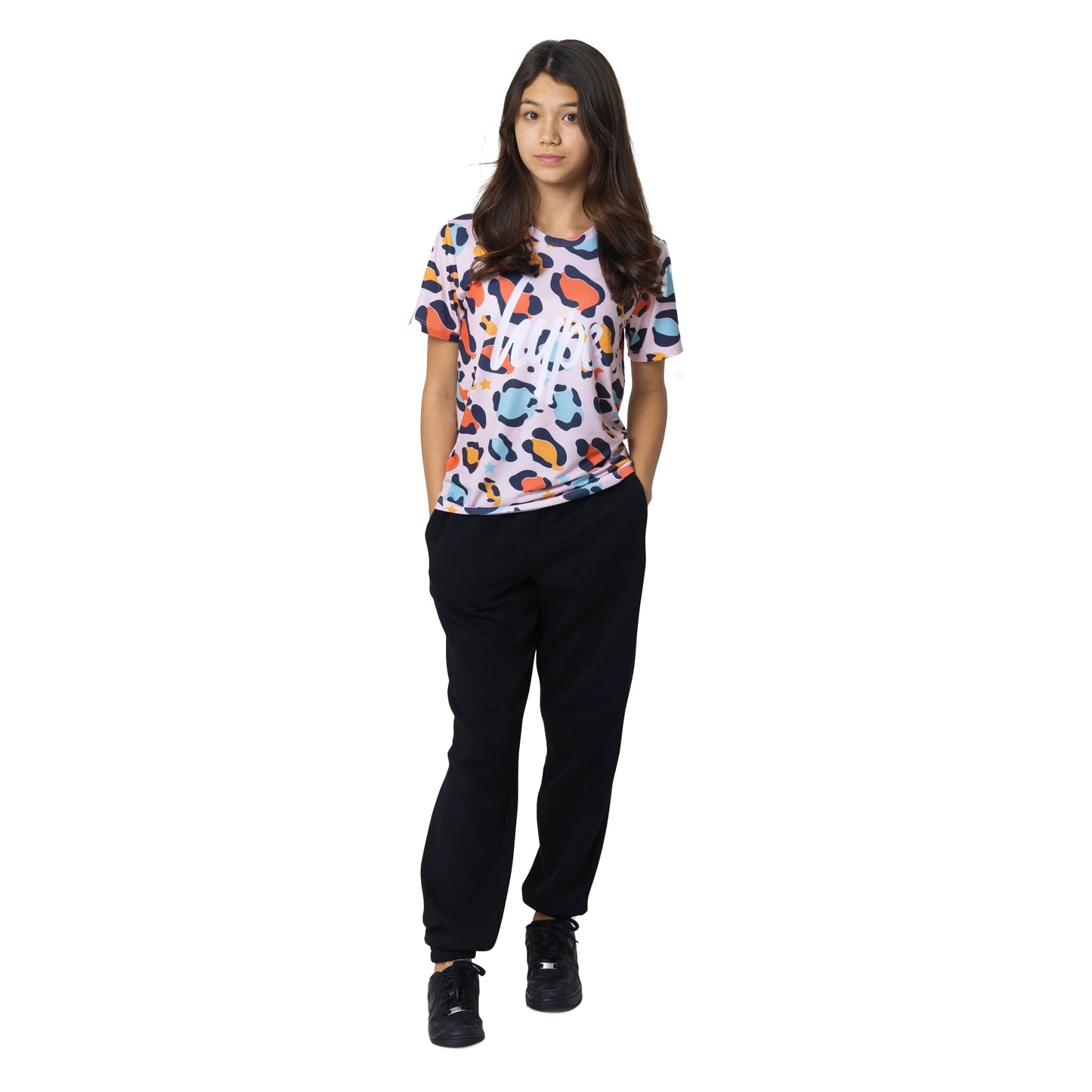 Multicoloured - Side - Hype Girls Star Leopard T-Shirt