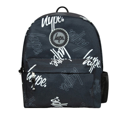Black-White - Front - Hype Iconic Multi Script Backpack