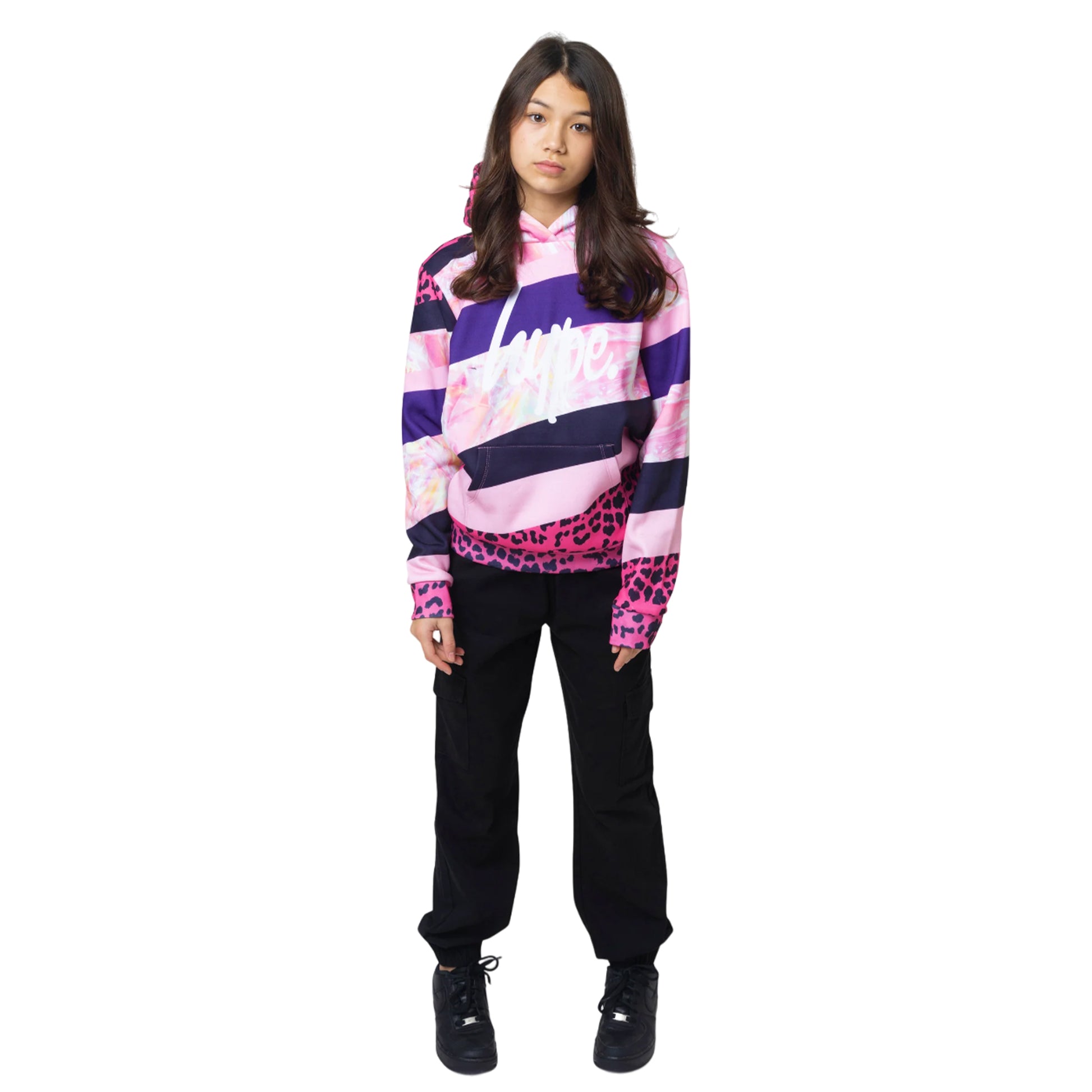 Multicoloured - Side - Hype Girls Stripe Hoodie