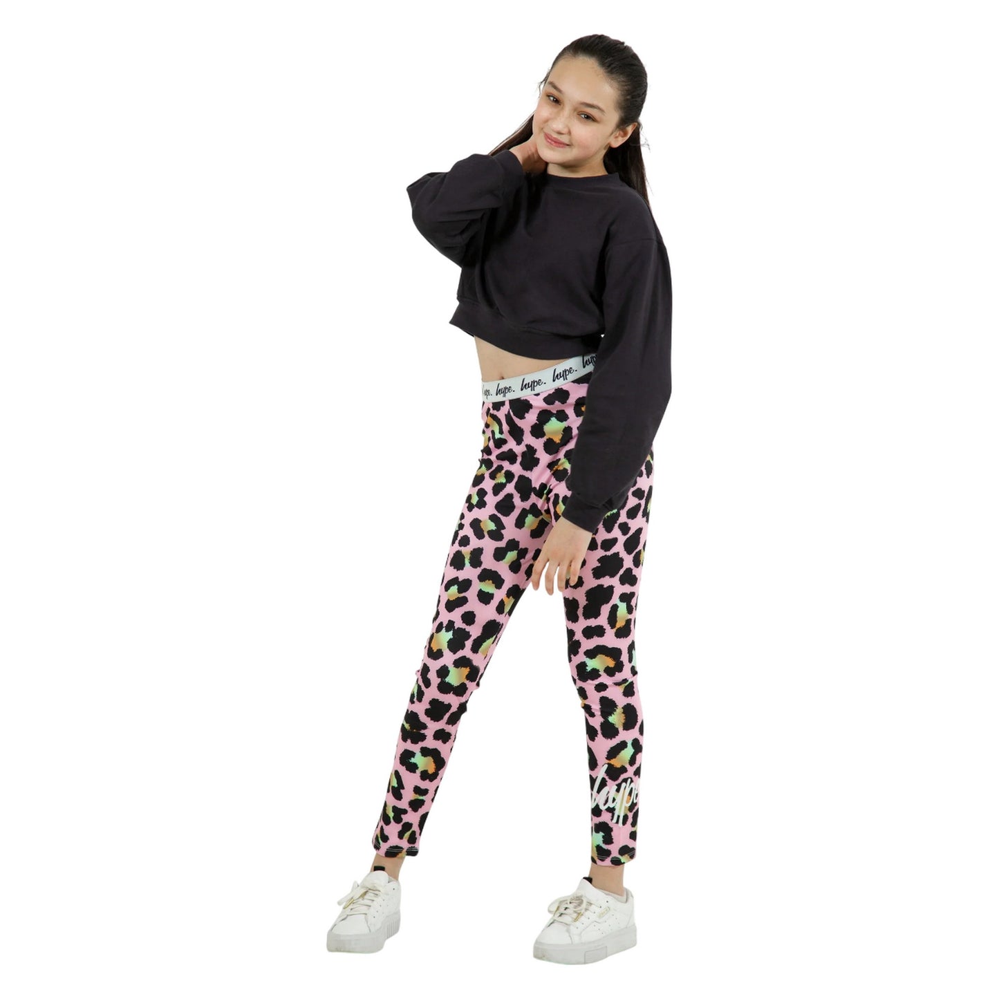 Multicoloured - Side - Hype Girls Disco Leopard Leggings