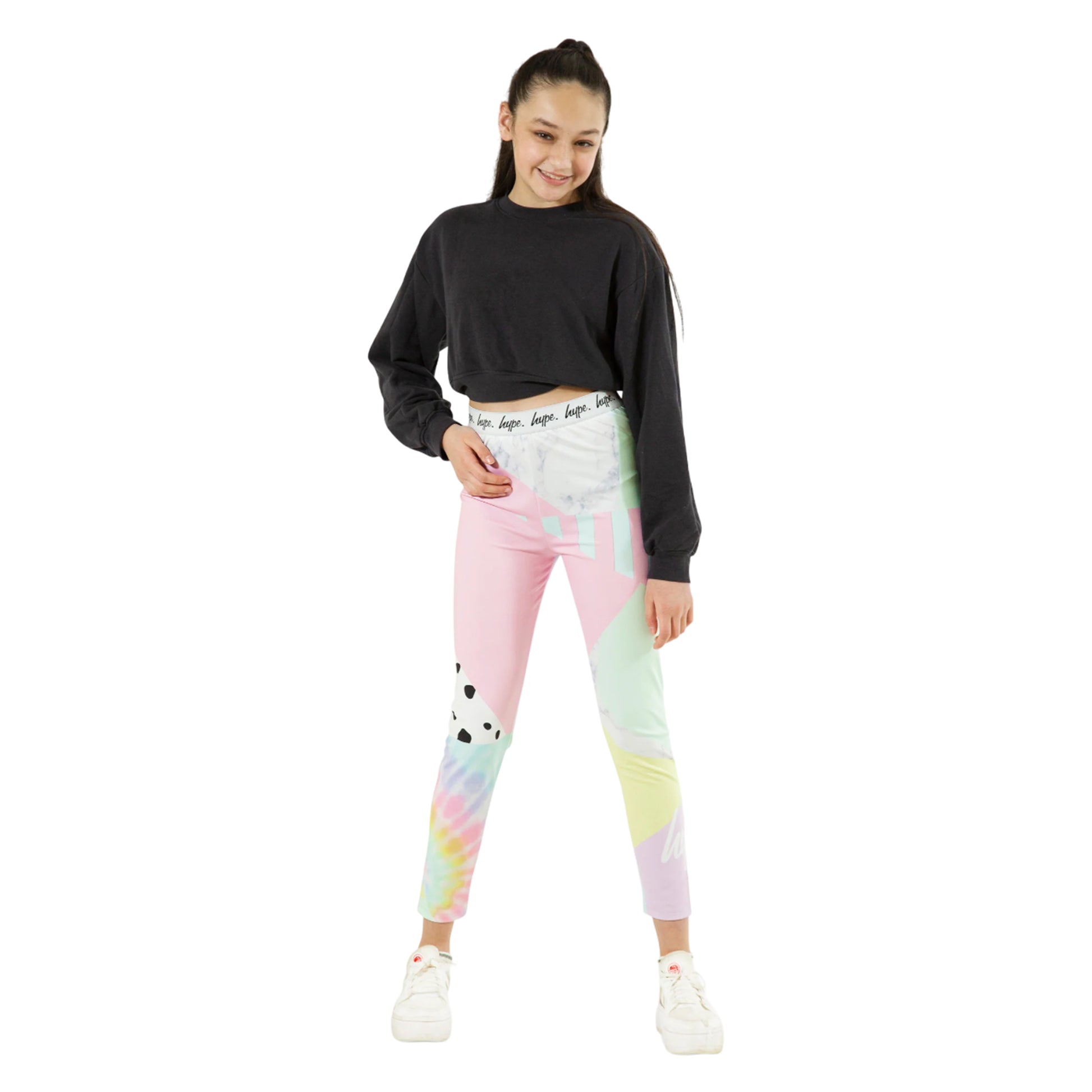 Multicoloured - Side - Hype Girls Pastel Collage Leggings