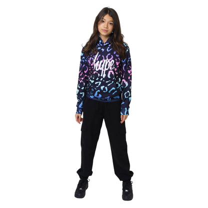 Multicoloured - Side - Hype Girls Gradient Leopard Hoodie