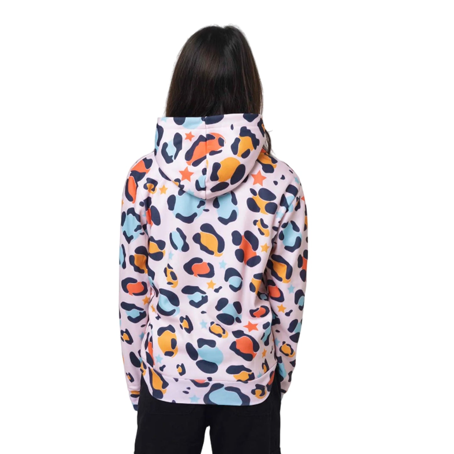 Multicoloured - Back - Hype Girls Star Leopard Hoodie