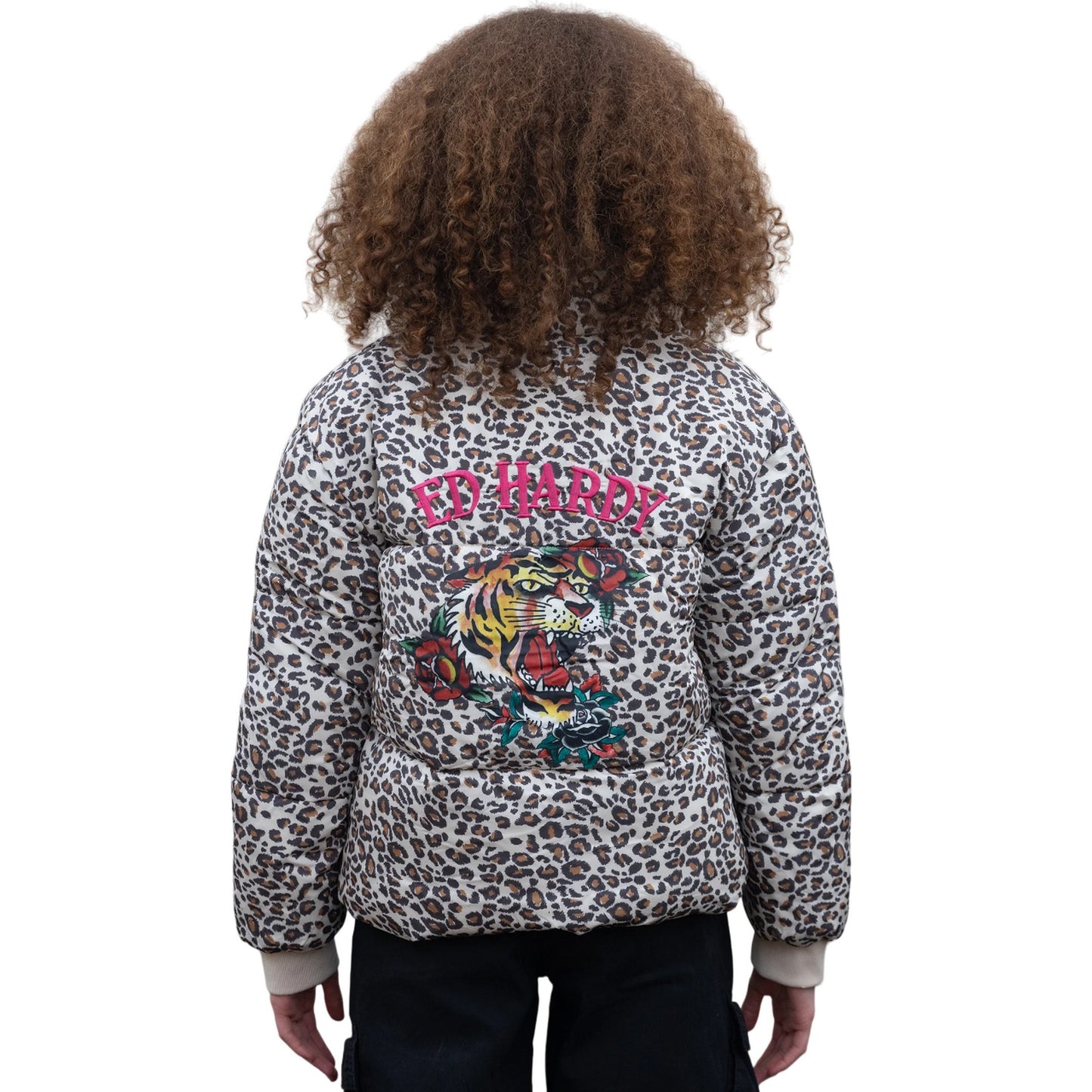 Multicoloured - Back - Hype Girls Leopard Ed Hardy Cropped Jacket