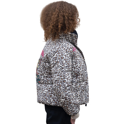 Multicoloured - Side - Hype Girls Leopard Ed Hardy Cropped Jacket